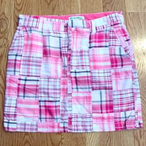Pink plaid skirt
